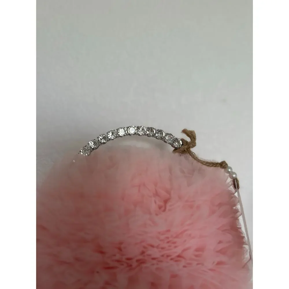 Jewel by Badgley Mischka Pink Tulle Layered Ruffle Pouch Clutch - OS